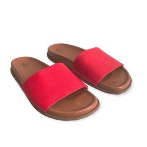 Aquatalia Slide Sandals Leather Red, Size 6 NEW